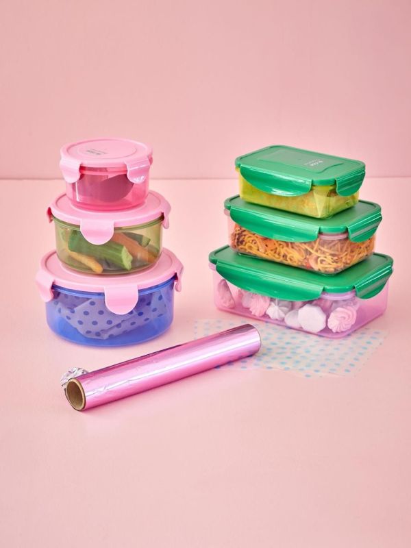 Rice Round Plastic Food Boxes Multicolor Set of 3  (FBOX-3ZROI) - Schoenen Caramel (Sint-Job-in-’t-Goor)